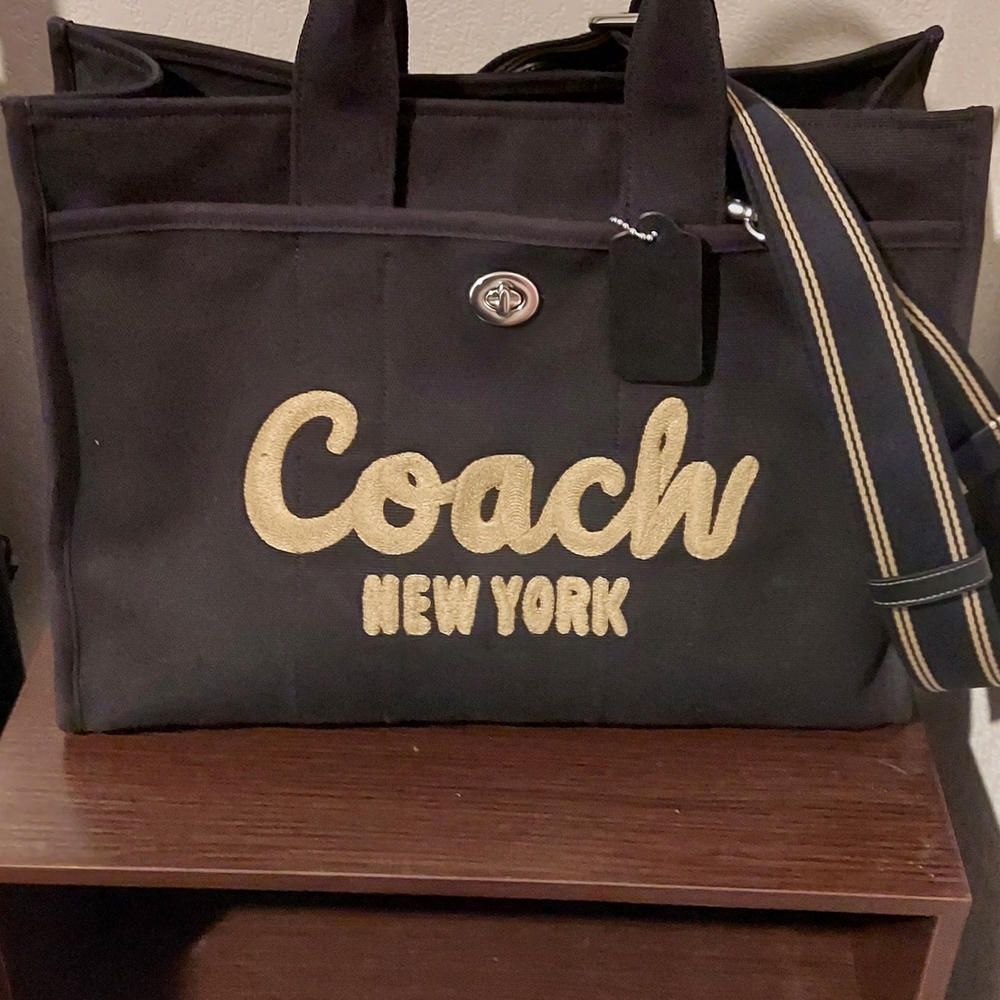 Coach Laptop Black Tote with Gold Logo